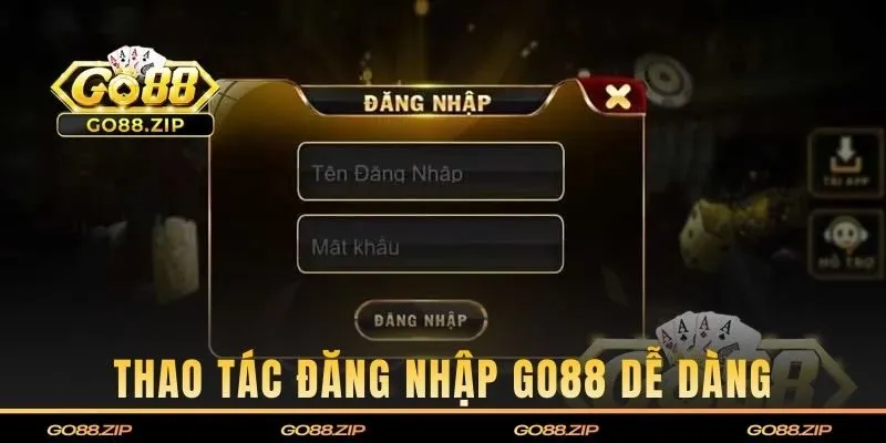 Thao tác đăng nhập GO88 dễ dàng